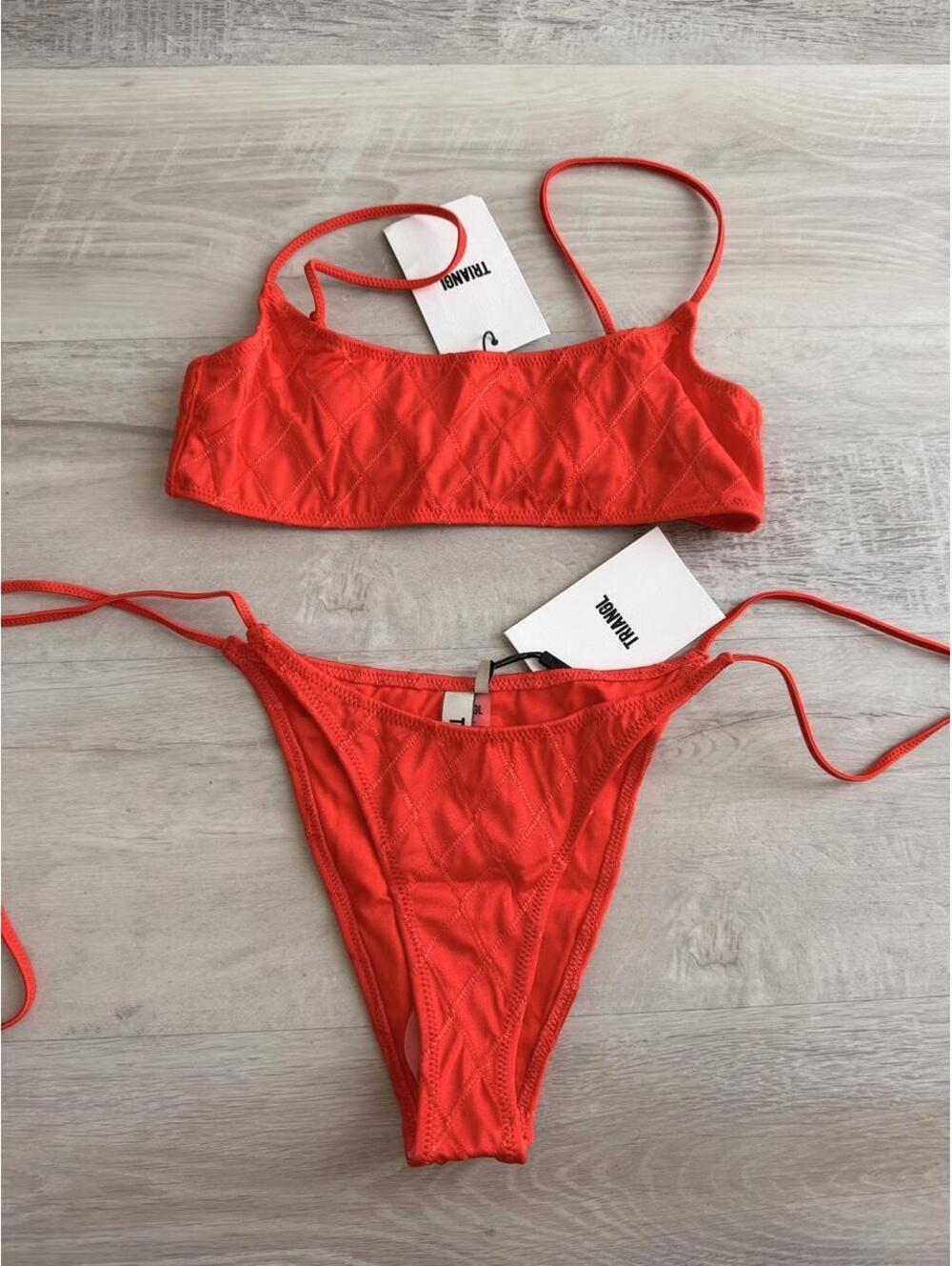 triangl swimwear Orange Red Textured Bikini Set
